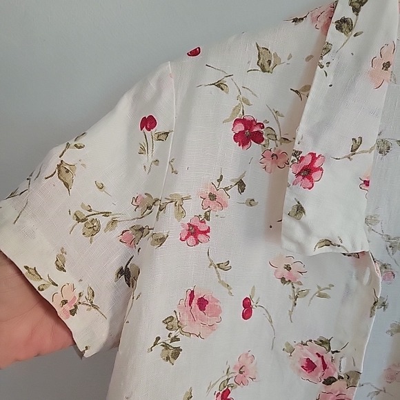 Cut Loose Dress Top Small Floral Linen Boho Coastal Cottagecore Feminine Summer - Picture 4 of 12